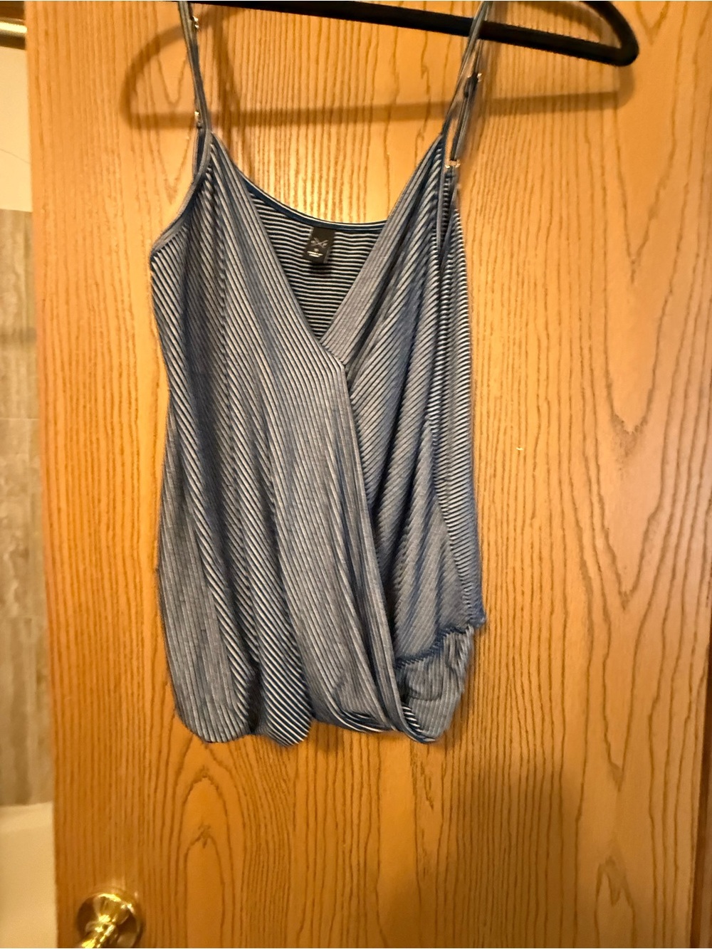 Blue Striped Wrap-Front Cami Top - Women